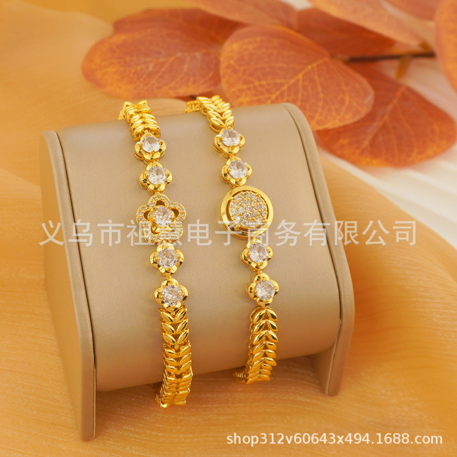 1pcs middle eastern inspired fashion trend plum blossom circle leaf bracelet charm bridal wedding birthday party gift