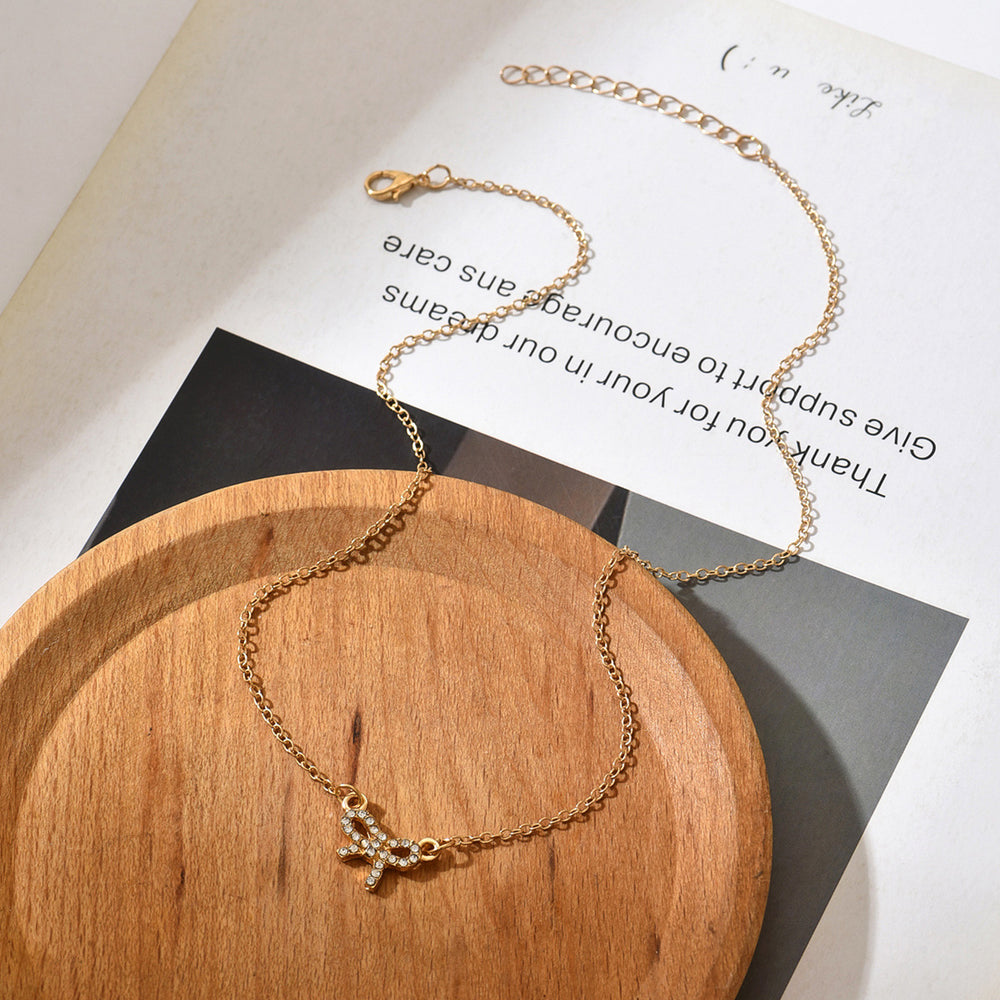 Bow necklace for women wholesale european and american accessible luxury high-end diamond-encrusted versatile fashion clavicle chain personalized bracelet set
