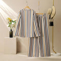 cross-border fashion: european & american style striped print v-neck set - new autumn/winter collection for  & independent e-commerce stores