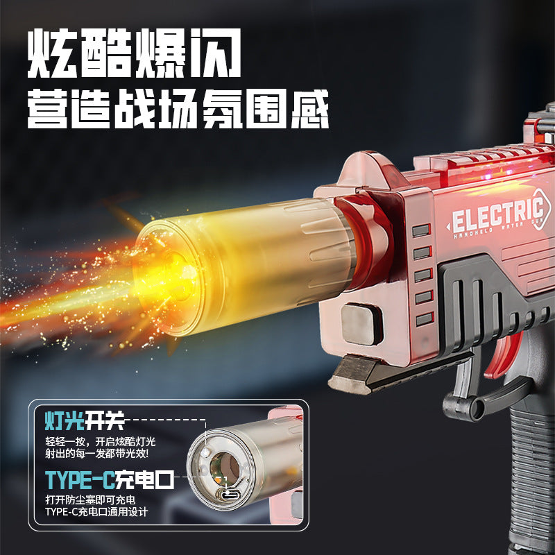 [customized] popular internet celebrity handheld fully automatic fire-breathing and reloading electric children's water gun toy street stall wholesale