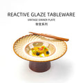 Vintage creative personalized ceramic high-footed plate - stylish stone texture dessert, pastry, and soup serving dish for restaurants and hotels