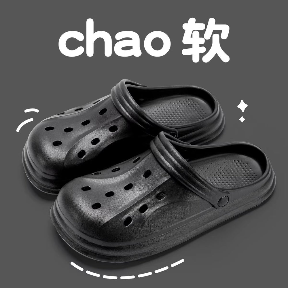 Dopamine cookie bear clogs women's new summer beach soft thick sole height increasing closed toe slippers for outdoor wear