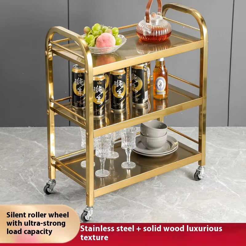 Three-tier stainless steel serving cart - ideal for hotel & restaurant food delivery - ready to ship!