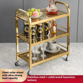 Heavy-duty three-tier stainless steel serving cart - ideal for hotel & restaurant food delivery and dish collection - in stock