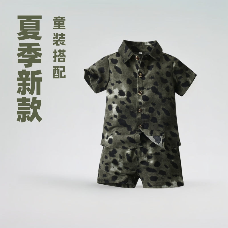 Boys' summer outfit set: new lightweight beach style short-sleeve shirt and floral shirt for boys