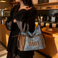 Casual retro large capacity tote bag women's 2025 new single/double shoulder backpack trendy versatile crossbody commuter bag