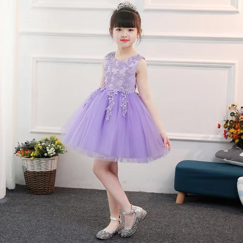 Kids' formal dresses, princess dresses, girls' tutu mesh skirts for toddlers and young children, kindergarten performance costumes, summer tank tops