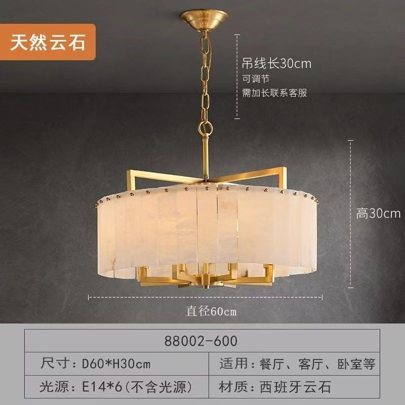 Luxury marble & solid brass living room chandelier - modern minimalist lighting for dining room, bedroom, show home, villa, duplex, and grand hall