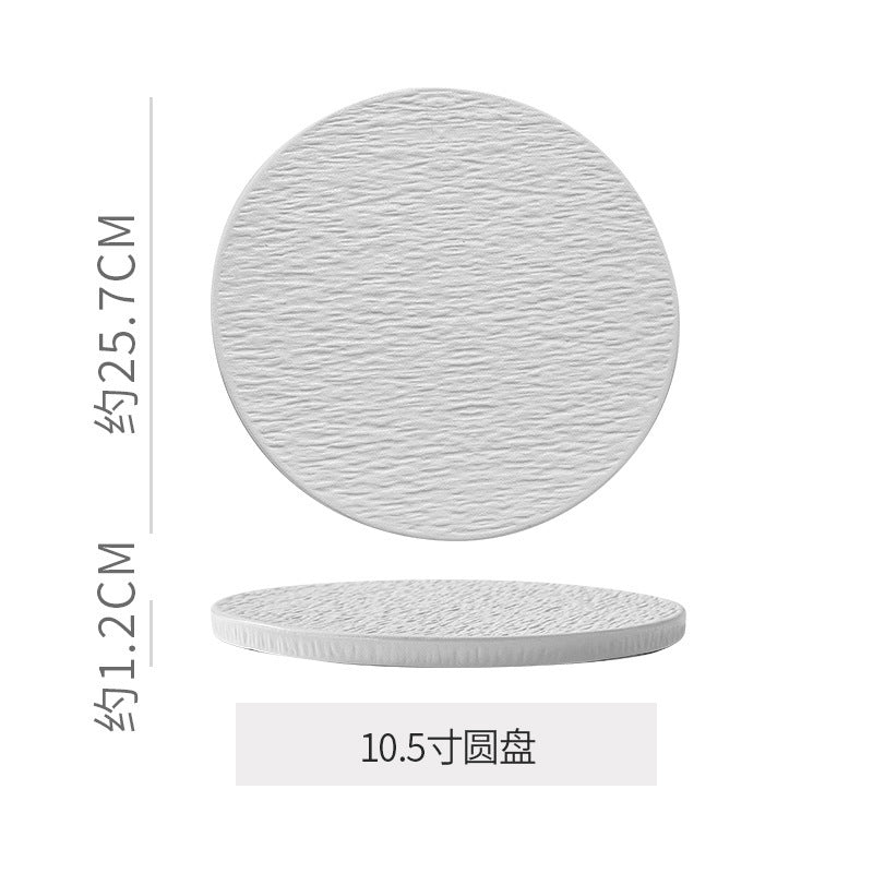 Embossed rock texture flat plate - creative & unique ceramic dinner plate for restaurants & hotels - high-style serving dish