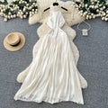 French halter velvet sleeveless dress women's white high waist a-line dress waist slimming lookelegant vacation style long dress