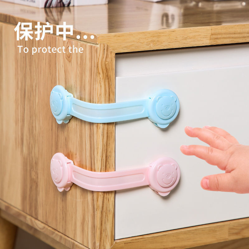 Wholesale double-lock child safety drawer locks - anti-pinch hand protection strips for baby safety - childproof door lock buckles & hook locks