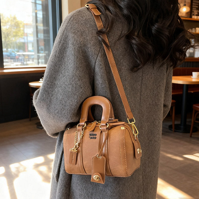 Fashion patchwork satchel boston bag 2025 new women's bag texture easiest for matchniche stylecasual shoulder crossbody bag