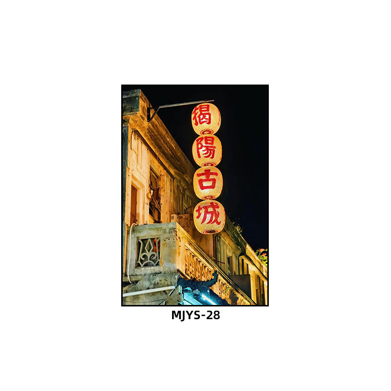Jieyang ancient city architectural landscape hanging painting hotel box wall decoration painting hot pot restaurant restaurant characteristic cultural tourism mural