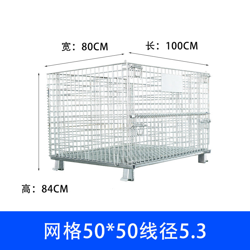 Storage cage Iron frame Movable stacking Nylon wheel Folding storage cage Warehouse sorting car Express cage car Butterfly cage