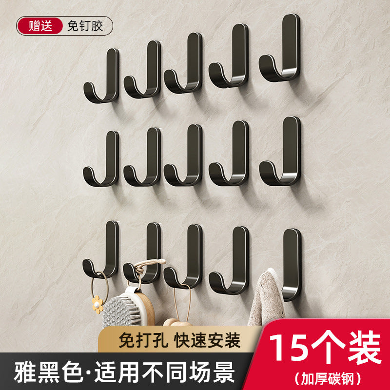Hook adhesive punch-free kitchen wall hanging gun gray adhesive hook wall sticker wall load-bearing kitchen bathroom door back hook