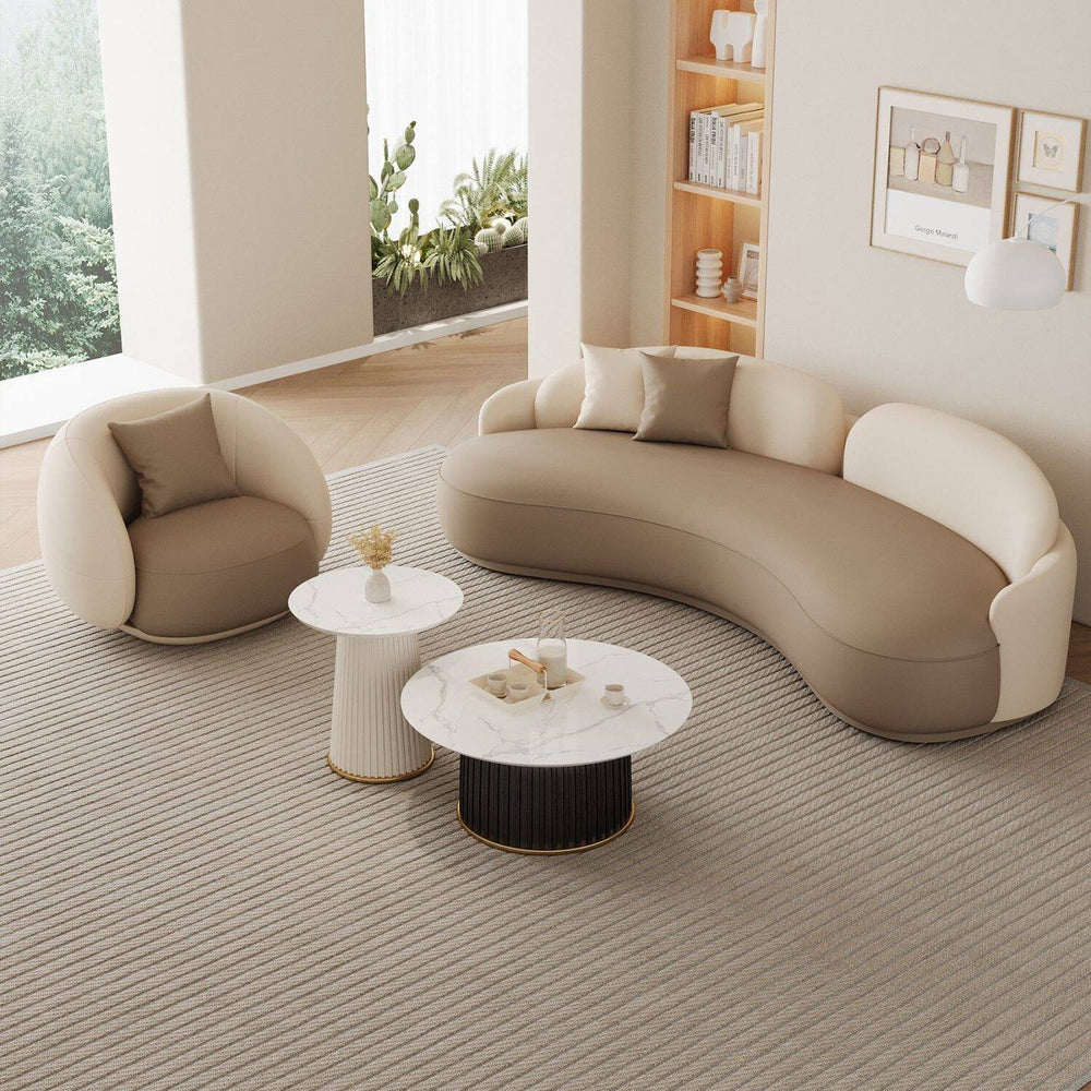 Retro small apartment leather curved sofa popular sales office negotiation accessible luxury technology cloth clothing store reception sofa