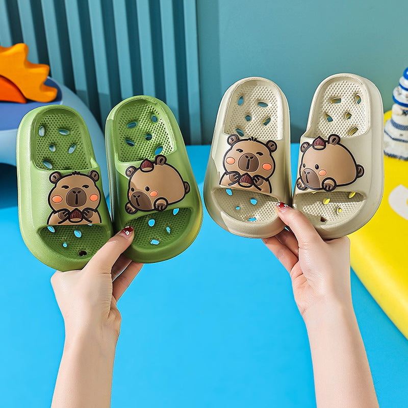Slippers kidsbath bathroom slippers summer boys and girls cut out leaky non-smelly feet indoor for home soft bottom sandals