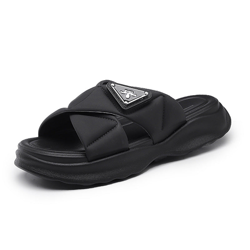 Summer tweed style outwearthick sole slippers women's casual slippers beach sandals plaid hot selling outwear