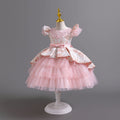 European and american new style girls' flower girl princess dress, airplane sleeve wedding dress, model runway evening gown, kids' dress