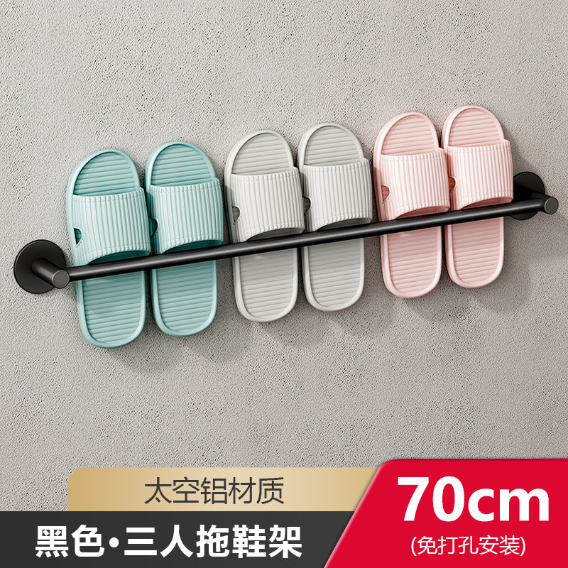 White bathroom slipper rack toilet non-punching space aluminum toilet wall-mounted drain rack shoe storage rack