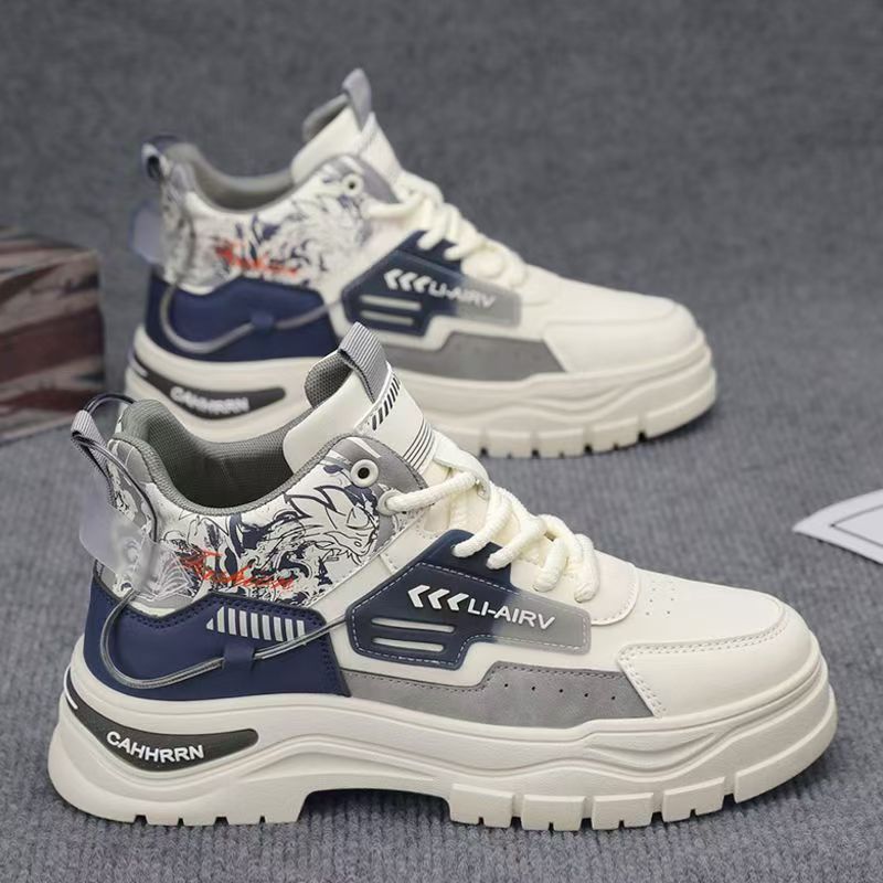 Boots men's spring 2025new arrival high-top sneakers breathable casualeasiest for matchmentrendy flat thick-soled trendy shoes