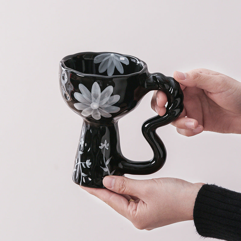 Creative niche handmade mugs, goblets, vintage ceramic coffee cups, ice cream cups, afternoon tea cups - gift box set