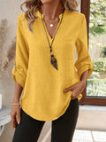spring/summer european and american cross-border e-commerce new women's casual loose plus size v-neck solid color shirt