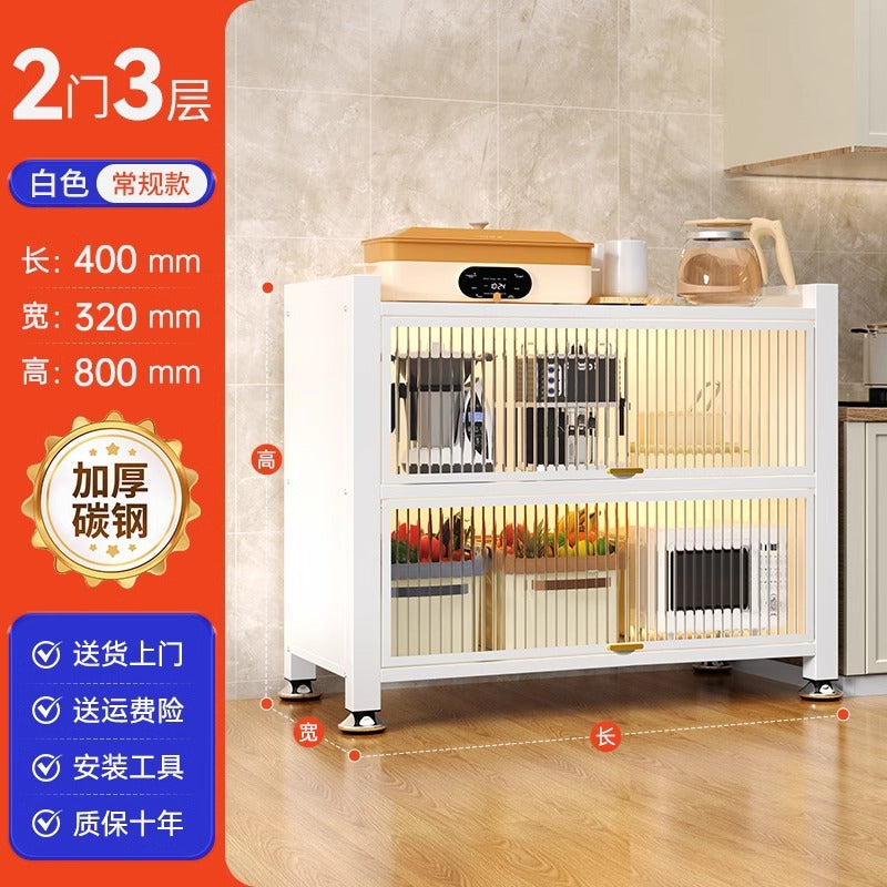 Kitchen storage rack with door, dust-proof storage cabinet, floor-standing multi-layer multi-functional cupboard, sideboard, cupboard, storage cabinet