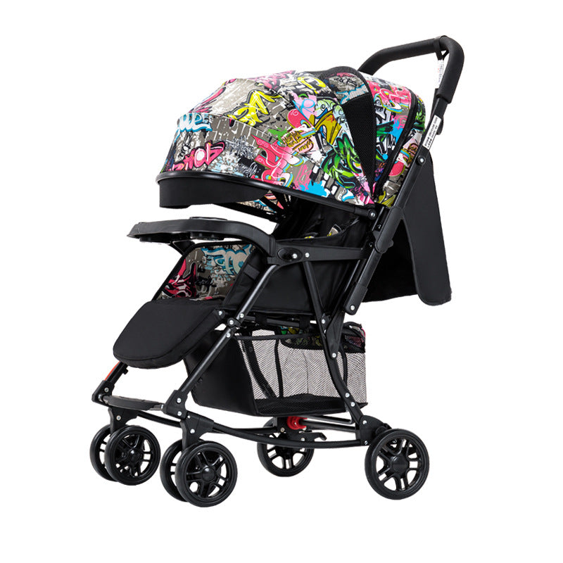 Customized rocking car stroller can sit and lie down stroller foldableall year round stroller space kids can lie flat