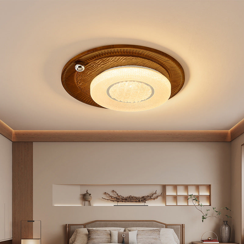 Wabi silent wind bedroom ceiling light walnut pattern retro wind bedroom ceiling light medieval master bedroom light minimalist study light