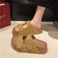 Popular retro thick sole slippers women 2026 summer new style outwear fashioneasiest for match one-line slippers bokensha sandals women