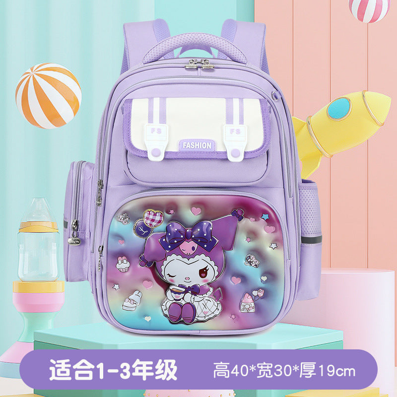 2024 cross-border school backpack for grades 3-6: large capacity, cartoon design, stylish, lightweight backpack with compartment