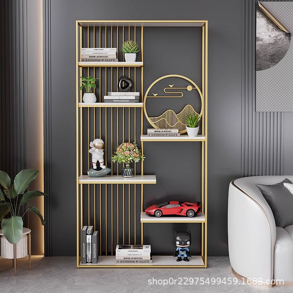 Light luxury wrought iron rack simple modern style living room partition storage display rack decorative rack Bogu rack