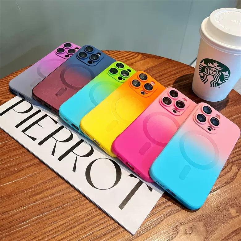Wholesale iphone 17 two-tone magnetic charging phone case with apple 16 lens film liquid silicone protective cover and magnetic attachment