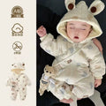 Newborn baby 100-day celebration bodysuit, infant winter clothes, thickened fleece-lined outfit, cartoon full month celebration winter wear