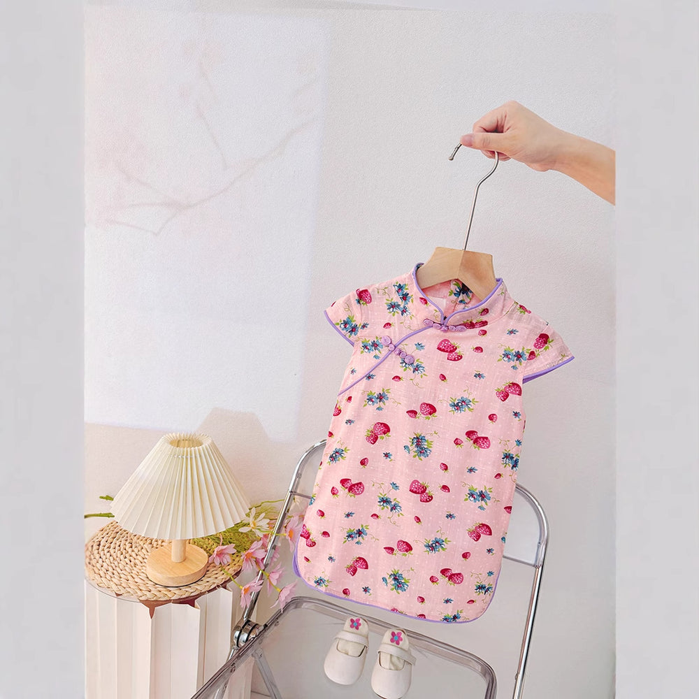 Baby girl cheongsam dress summer new style princess dress 1-2-3-4-5 years old toddler hanfu girl summer outfit