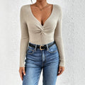 european and american cross-border new sexy v-neck knitted bodycon sweater