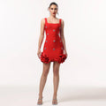 C7593 cross-border   fashion women's elegant rhinestone-embellished sleeveless mini dress