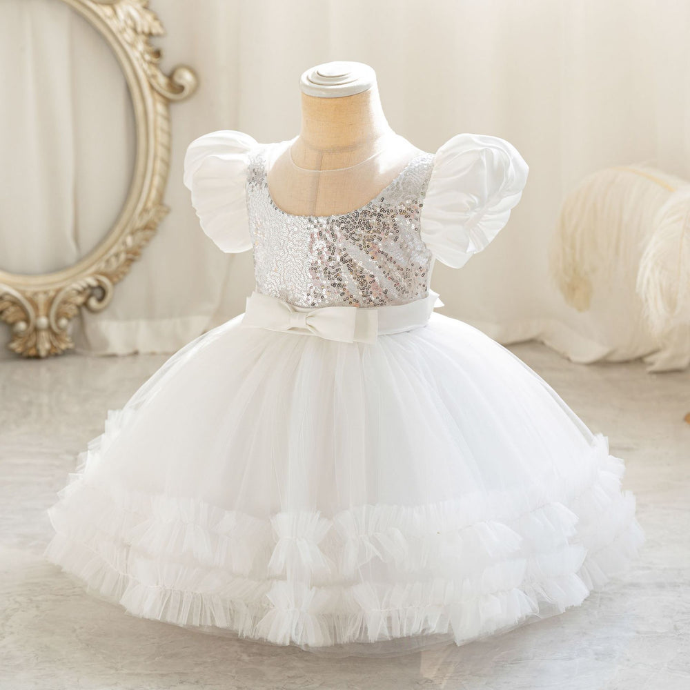 Ready-to-ship wholesale children's sequin dress, tulle cake princess dress, first birthday evening gown, girl dress