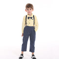 Children's spring outfit: boy's cotton korean style shirt, overalls, and bow tie set - wholesale available, perfect for first birthday celebrations