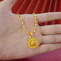 Wholesale cross-border middle eastern floral design gold-plated necklace, pendant, earrings, and ring three-piece jewelry set