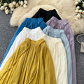 K-style high waist lazy style pleated a-line skirt for women spring and summer large swingeasiest for matchelegant gentle long skirt