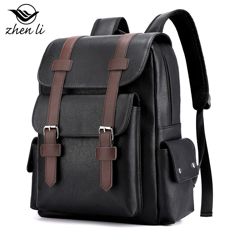 Cross-border large-capacity soft pu leather backpack leisure business computer bag student schoolbag going out travel backpack