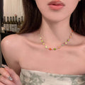 Dopamine-colored daisy necklace for women - trendy, unique design, choker style, versatile and chic