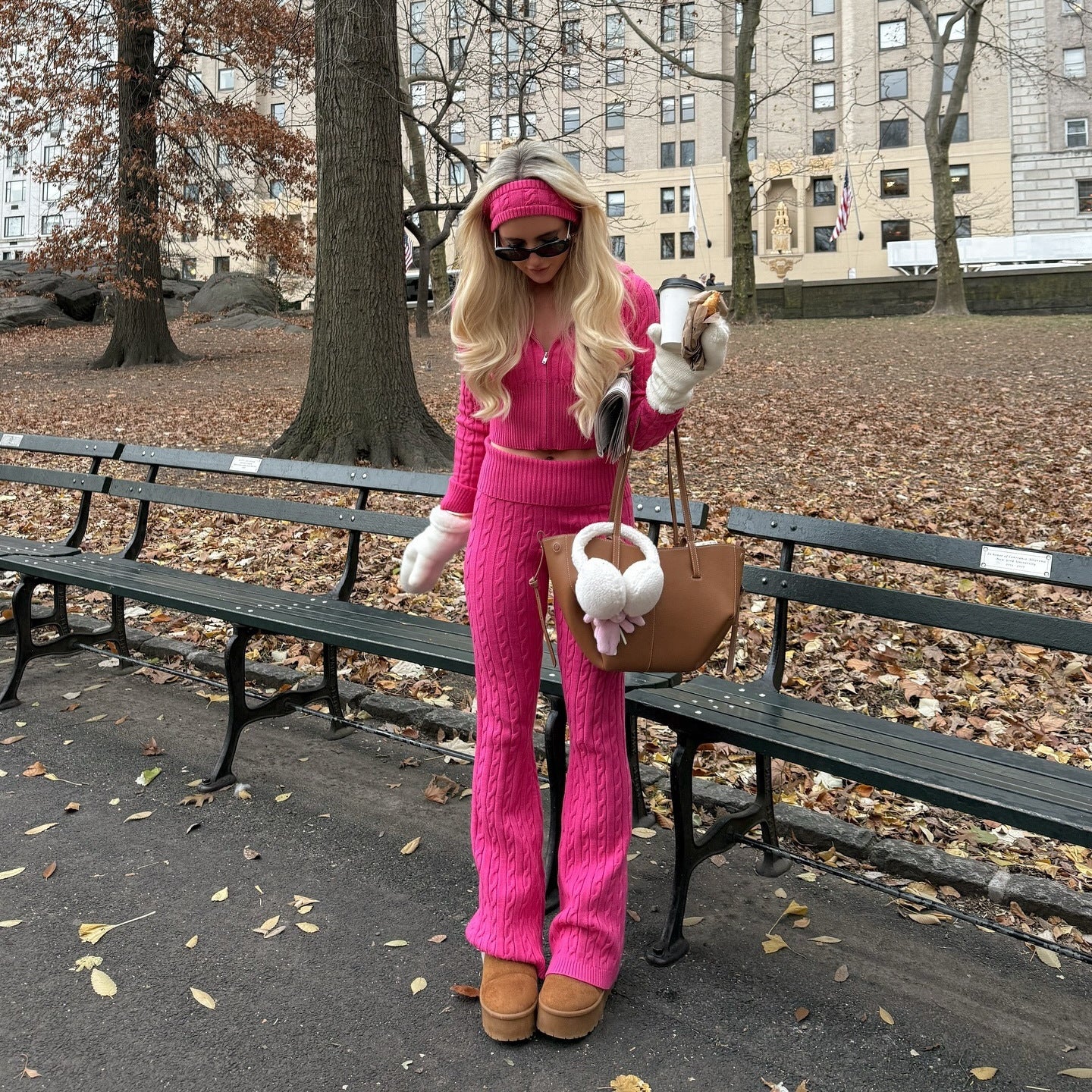 Europe, America 2025 Independent Station Sweater Two-piece Set Casual Comfortable Lapel Long Sleeve Cardigan Straight Pants Knitted Set