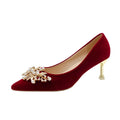 Autum wedding shoes for women with thick heels 2023 new arrival bride chinoiserie red fleece-lined xiuhe wedding dress two-wear high heels not tiring feet