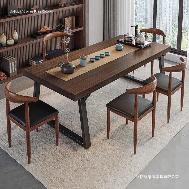New chinoiserie tea table all-in-one complete set with chair casual coffee table for home living room tea table iron leg board table tea table