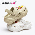 Spongebob squarepants thick sole heightened heel women's summer cool slippers summer outwearnon-sliptoe slippers two-wear beach crocs