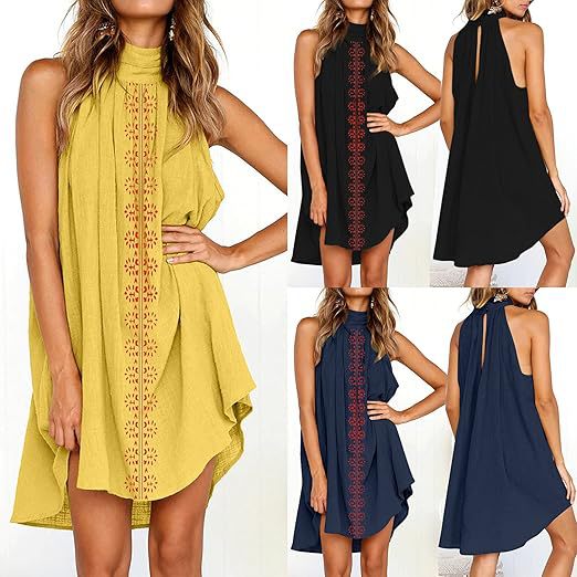 European and american cross-border women's fashion  autumn new sleeveless halter neck printed pleated asymmetrical elegant dress
