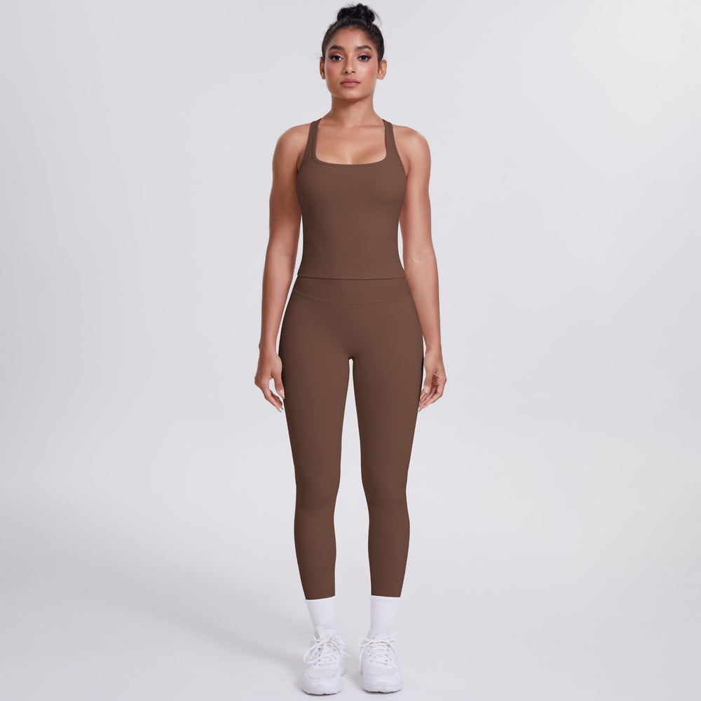 New racerback sports bra set - barely-there feel, compression fit, quick-dry, butt-lifting yoga outfit for outdoor running and fitness
